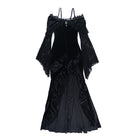 Sexy black long sleeve floral dress front