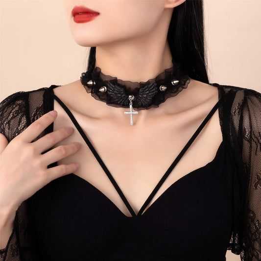 Choker Necklace With A Cross for Femboy - Femboy Fashion
