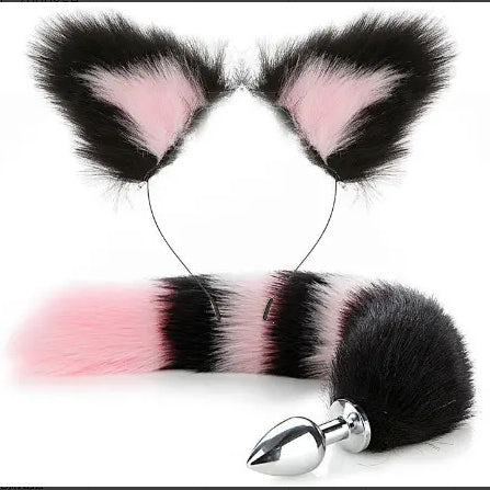 Fox Tail Butt Plug And Ears 2 Piece Set - Femboy Fashion