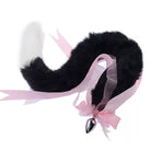 Femboy Fox Tail Butt Plug Black White - 80cm - Femboy Fashion