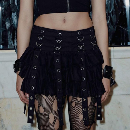 Femboy In Gothic Black Cake Short Skirt - Femboy Fashion