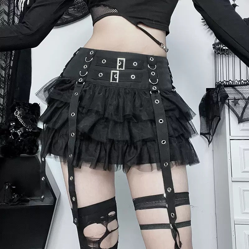Femboy In Gothic Black Cake Short Skirt - Femboy Fashion