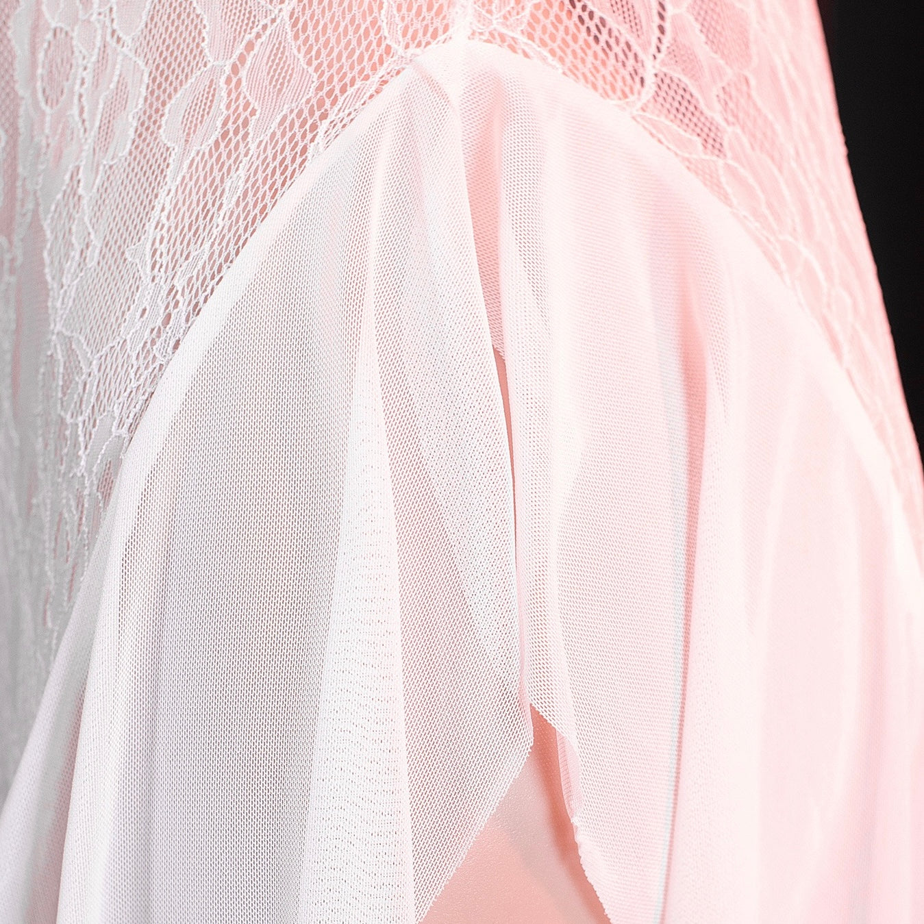 Close-up of a pink lace garment with sheer fabric