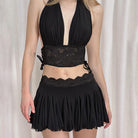 Sexy Lace Skirt And Halter Backless Top Set