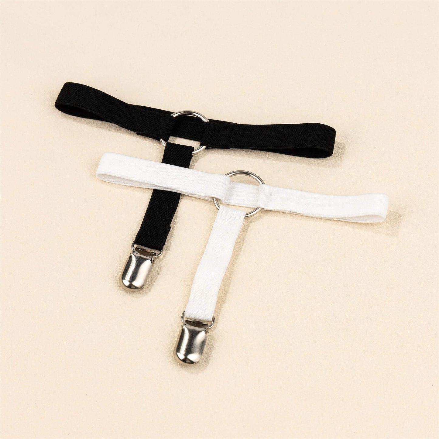 White and Black Leg Garter Belt Set - Femboy Fashion