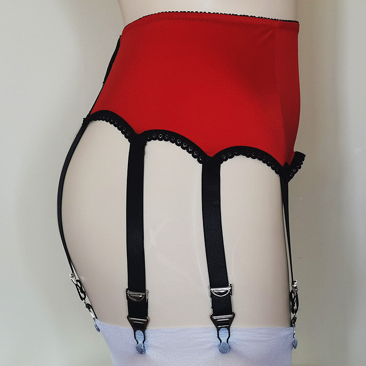 Red High Waisted 8 Strap Garter Belt - Femboy Fashion