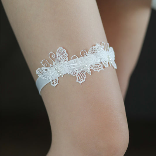 White Butterfly Garter - Femboy Fashion