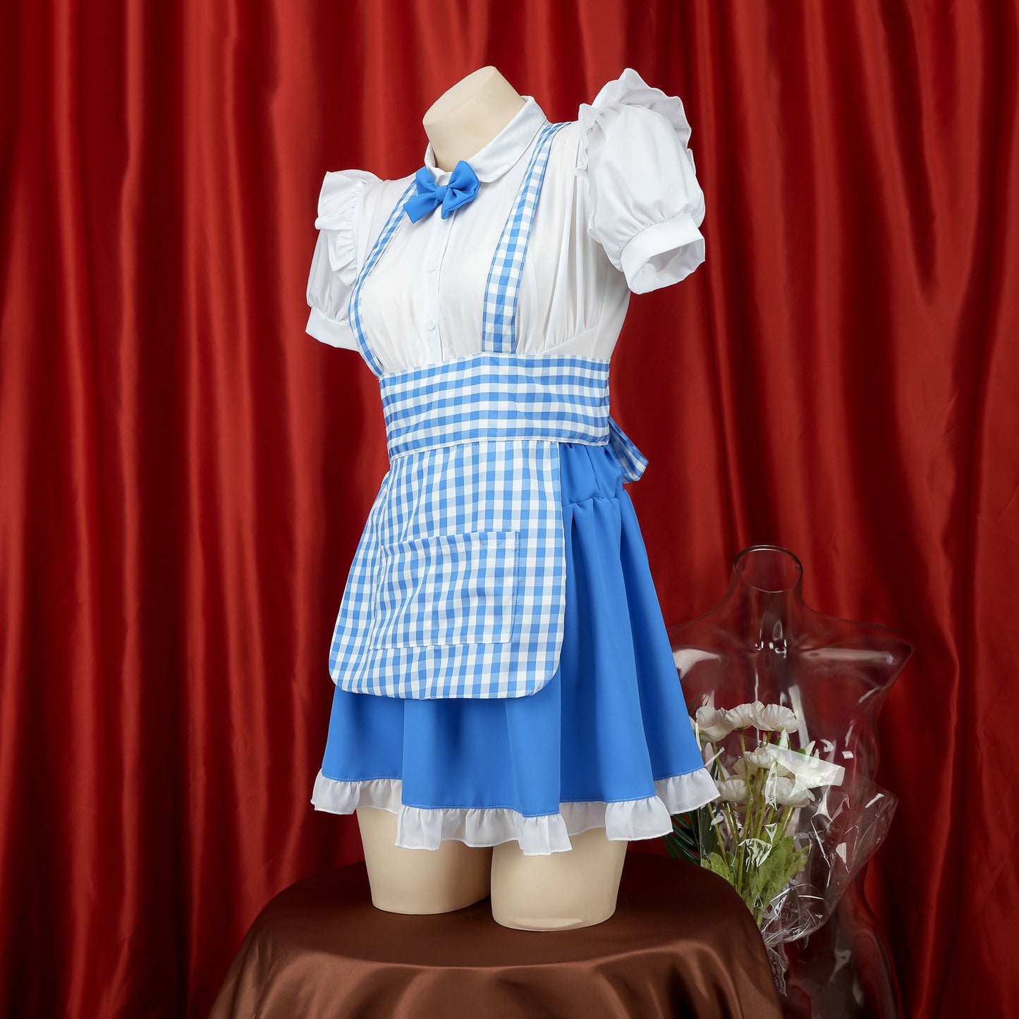 Blue And White Maid Dress Lingerie Set Side - Femboy Fashion