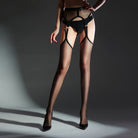 sissy in sexy oil shine garter thighs black