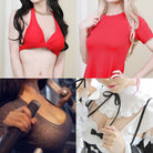 Sissy wear a halter silicone breast form vest