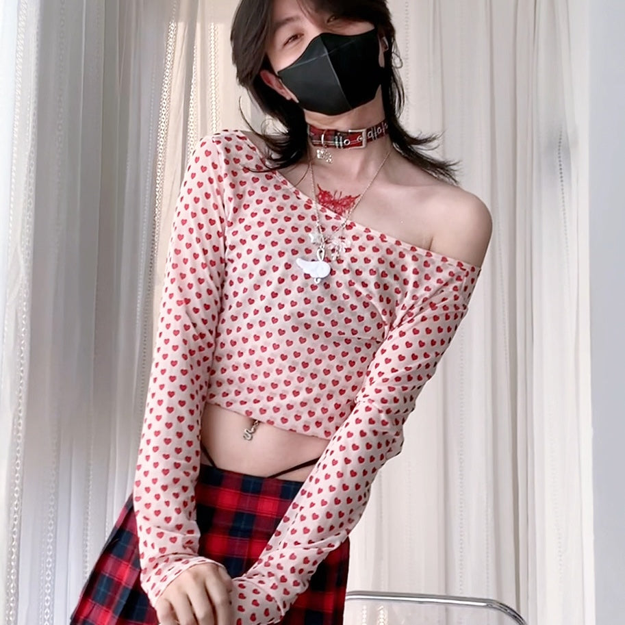 White Slim Fit Long Sleeve Crop Top - Femboy Fashion