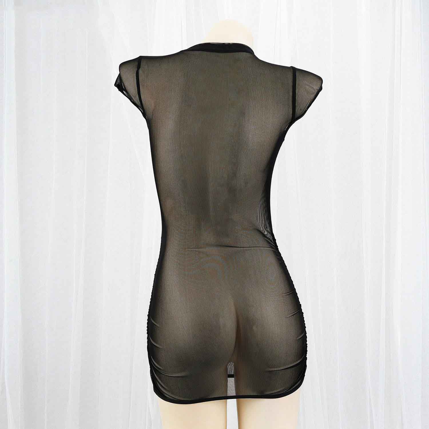 Black Sheer Lingerie Dress Back - Femboy Fashion