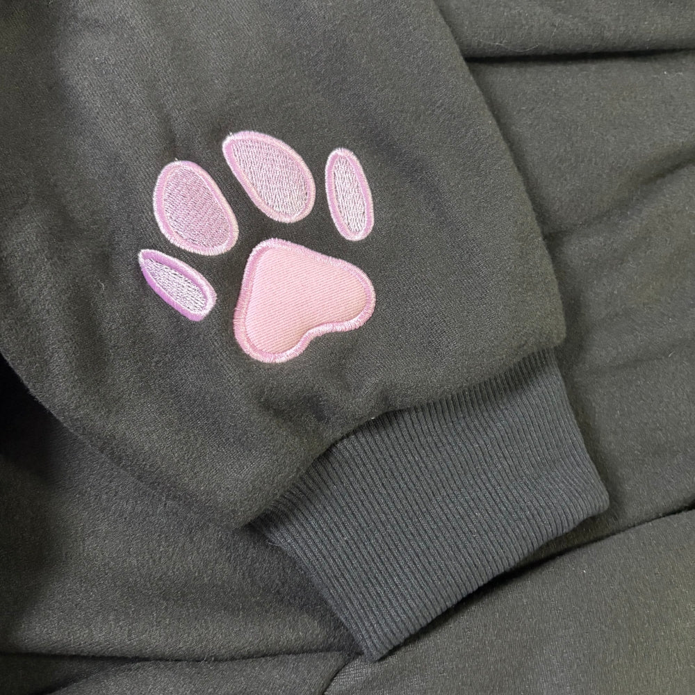 Black Cat Crop Hoodie With Ears - Femboy Fashion