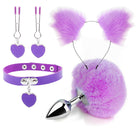 Fox Ears And Tail Butt Plug 4 Piece Set - Purple - Femboy Fashion