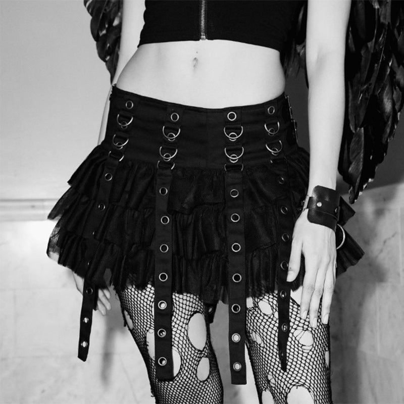 Gothic Black Cake Short Skirt - Femboy Fashion
