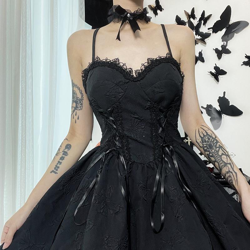 Gothic Black Strapless Dress - Femboy Fashion