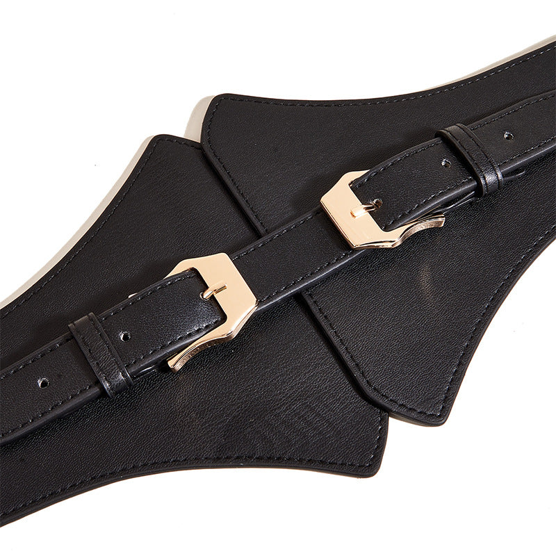 Black Leather Corset Waist Belt Detail - Femboy Fashion