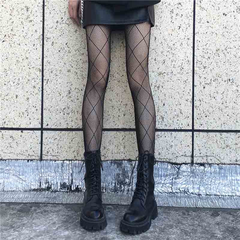 Plaid Fishnet Pantyhose - Femboy Fashion