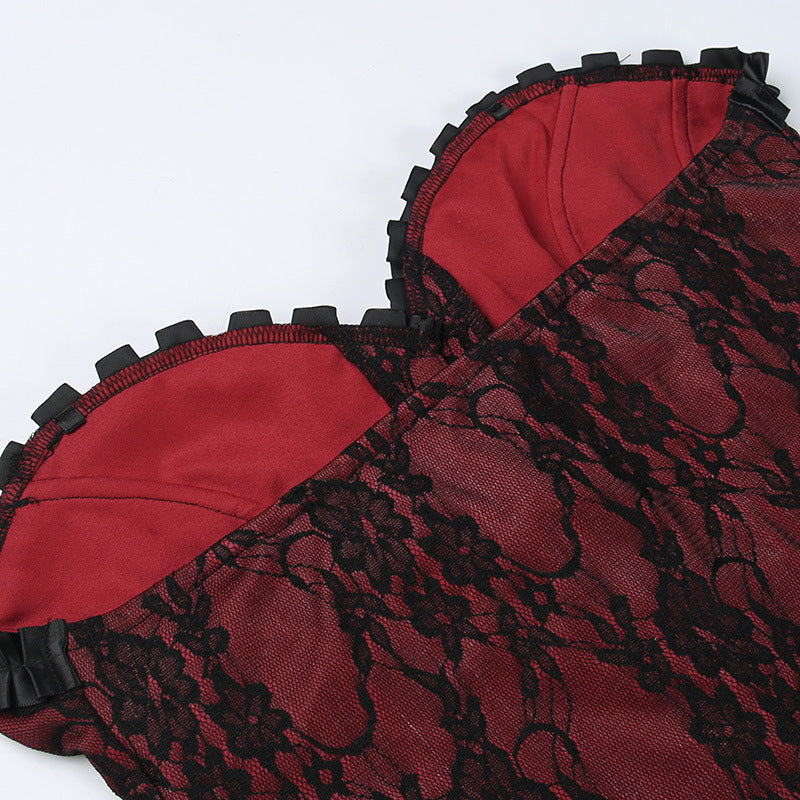 Red Gothic Corset Top - Femboy Fashion