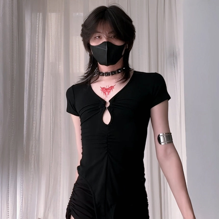 Sexy Black Sleeveless Bodysuit - Femboy Fashion