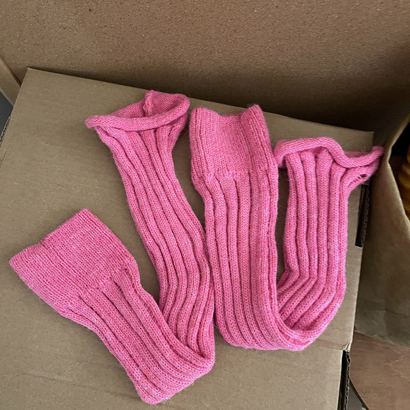 Solid Knitted Fingerless Gloves Rose - Femboy Fashion