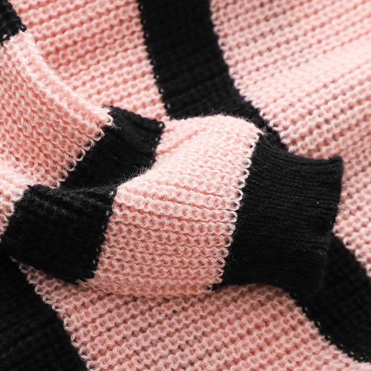 Sweet Black And Pink Off Shoulder Sweater Material