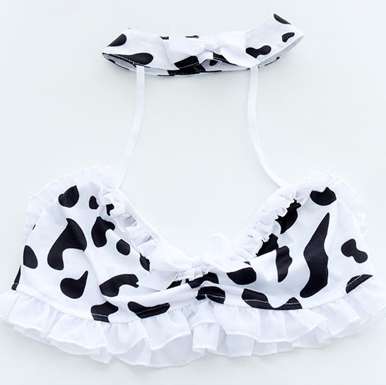 Sweet black and white cow print bikini