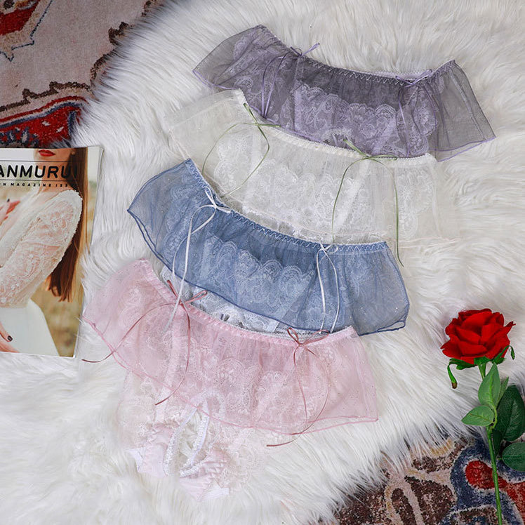 Sweet lace sissy crotchless panties