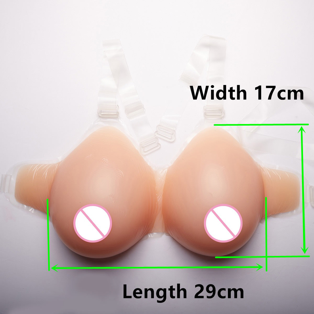 Teardrop Silicone Breast Forms With Clear Straps Size