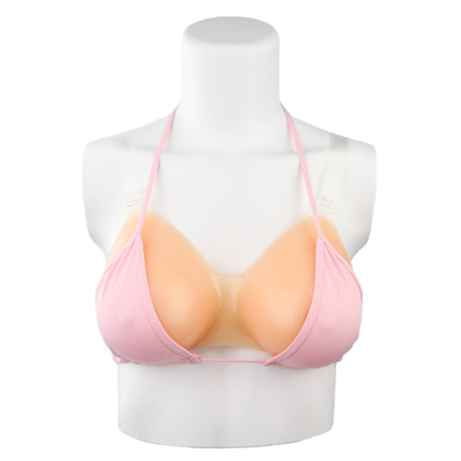Teardrop silicone breast forms with straps front