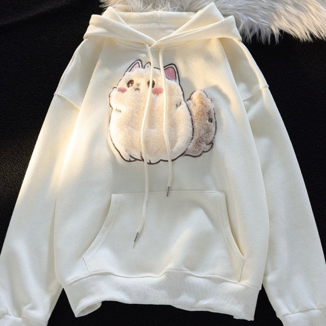White And Grey Kawaii Cat Hoodie - Femboy Fashion