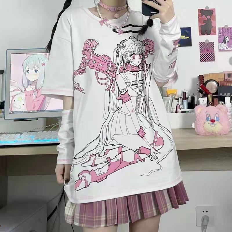 White Anime T-Shirts - Femboy Fashion
