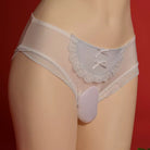 White bow maid pouch panty on a red background