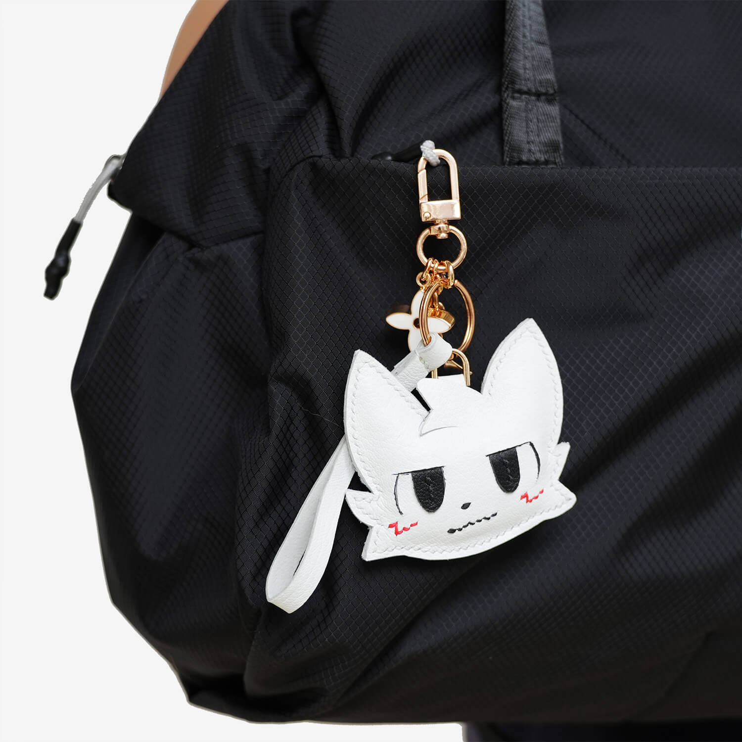 White Leather Boykisser Bag Charm