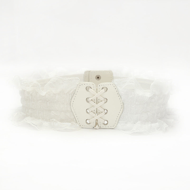 White Corset Lace Belt - Femboy Fashion