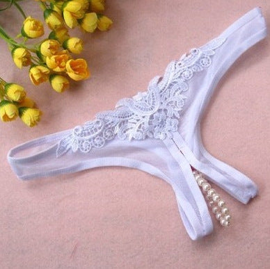 Sexy Crotchless Pearl Thong - Femboy Fashion