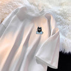 White Cute Cat Printed T-Shirt - Femboy Fashion