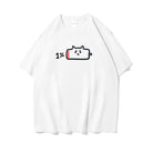White cute charge cat t-shirt