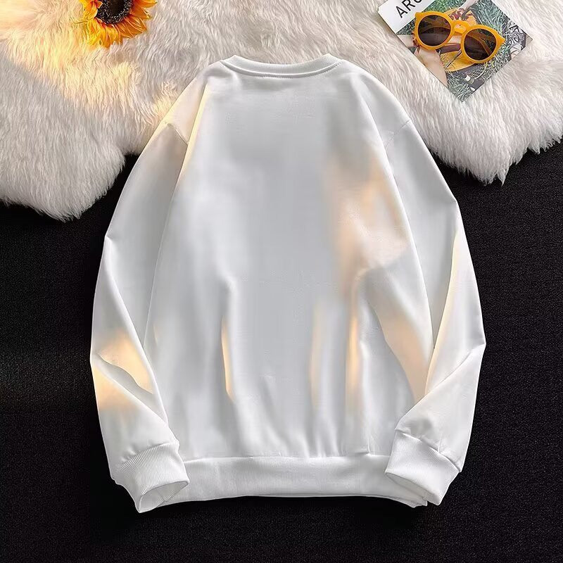 White fashion graphic round neckline sweatshirt back