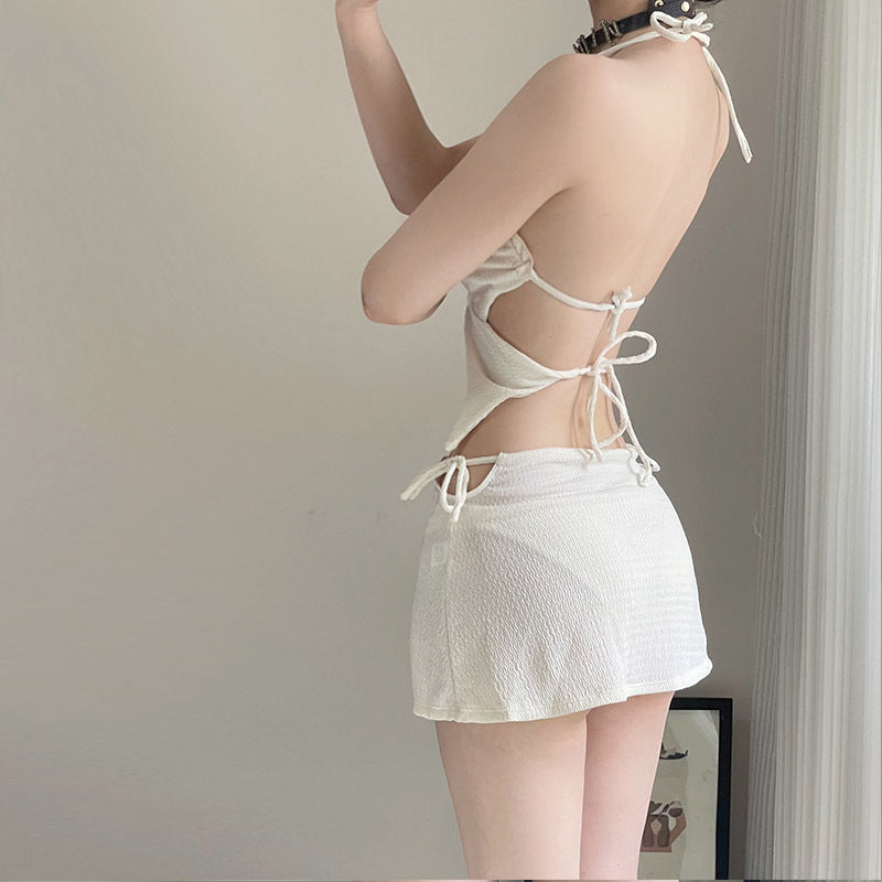 Femboy 3 Piece Bikini Set White - Femboy Fashion