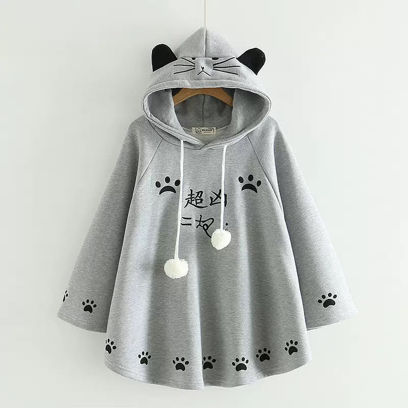 White femboy anime print oversize hoodie