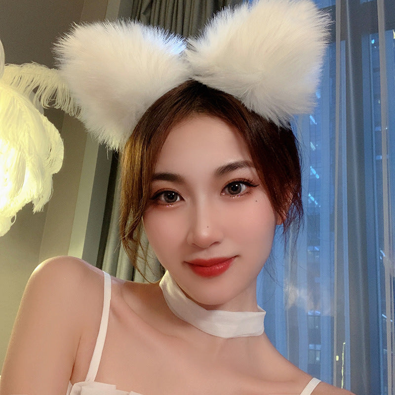 White Fur Cat Ears Headband - Femboy Fashion