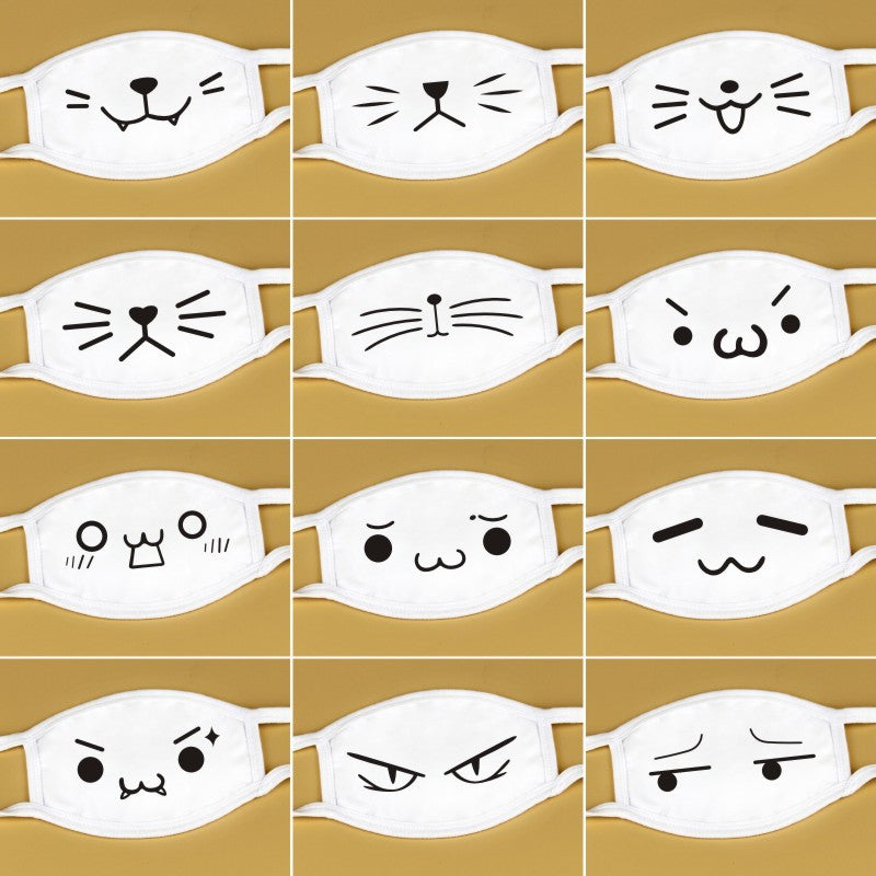 Kawaii Anime White Face Masks - Femboy Fashion