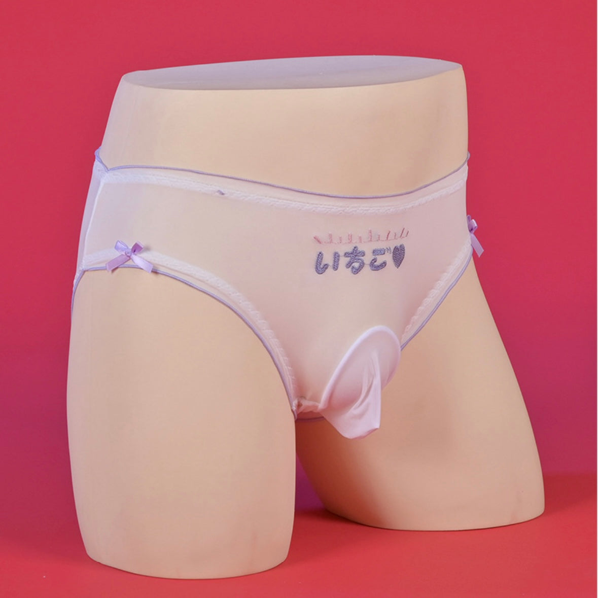 White kawaii letter pouch panty side