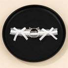 White Lace Cat Garter With Bow - Femboy Fashion