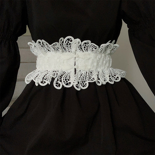Femboy in White Lace Corset Belt - Femboy Fashion