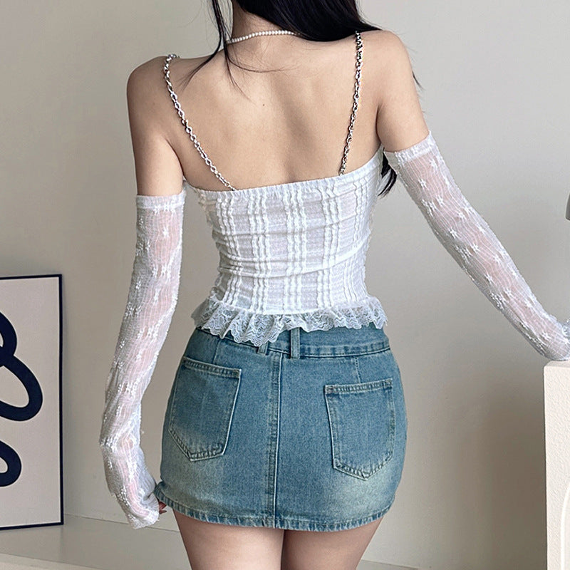 White Lace Off Shoulder Top - Femboy Fashion