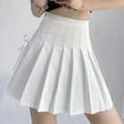 Femboy wear a white lace up side pleated skirt