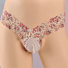 White Sexy Floral Lace Pouch Thong Panty