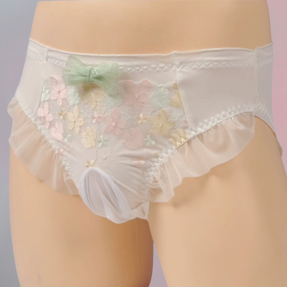 White Sweet Floral Lace Pouch Panty
